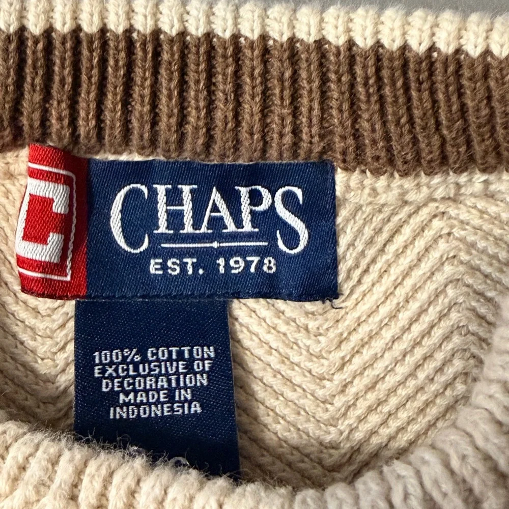 Chaps Men's Ivory Crewneck Sweater‎ Size L